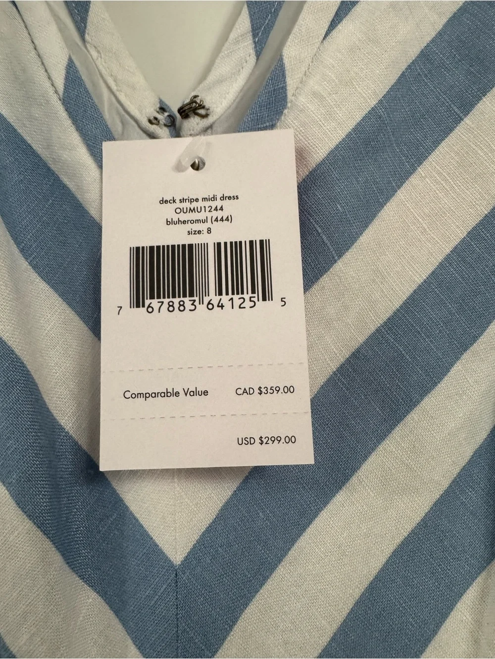 kate spade Light Blue & White Striped Midi Dress